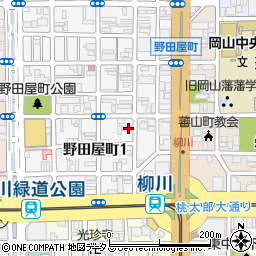 西文明堂岡山本店周辺の地図