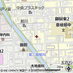大阪府東大阪市御厨東1丁目周辺の地図