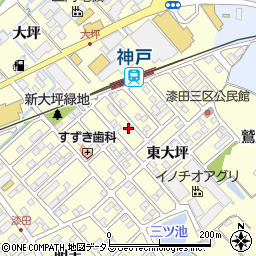 愛知県田原市神戸町新大坪185周辺の地図
