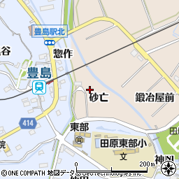 愛知県田原市谷熊町（砂亡）周辺の地図