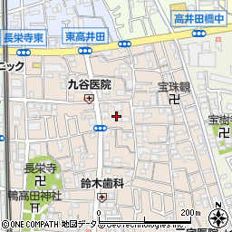 大阪府東大阪市高井田元町2丁目25周辺の地図