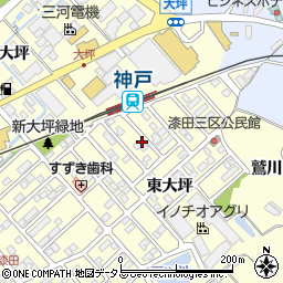 愛知県田原市神戸町新大坪197周辺の地図