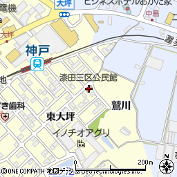 漆田三区公民館周辺の地図