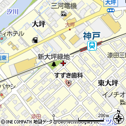 愛知県田原市神戸町新大坪128周辺の地図
