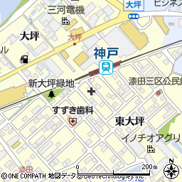 愛知県田原市神戸町新大坪187周辺の地図