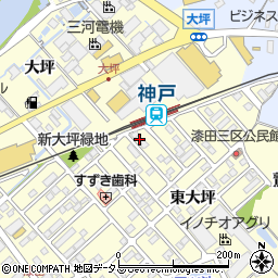 愛知県田原市神戸町新大坪190周辺の地図