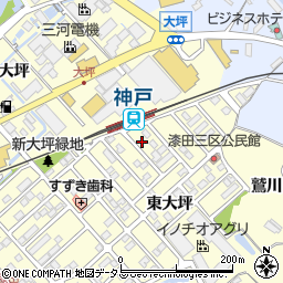 愛知県田原市神戸町新大坪208周辺の地図