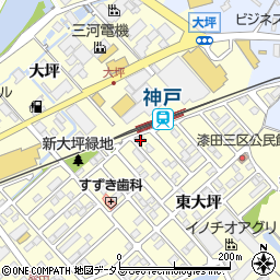 愛知県田原市神戸町新大坪189周辺の地図
