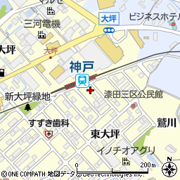 愛知県田原市神戸町新大坪215周辺の地図
