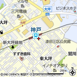 愛知県田原市神戸町新大坪217周辺の地図