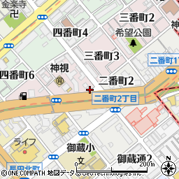 リパーク長田三番町駐車場周辺の地図