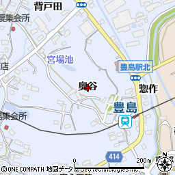愛知県田原市豊島町奥谷周辺の地図