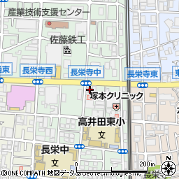 東大阪長栄寺郵便局周辺の地図