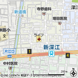 ライフ新深江店周辺の地図