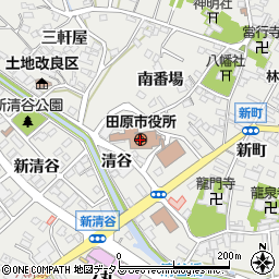 愛知県田原市周辺の地図