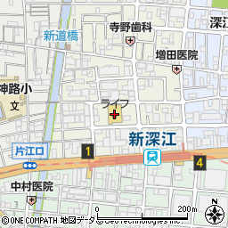 ライフ新深江店周辺の地図