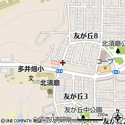 兵庫県神戸市須磨区友が丘周辺の地図