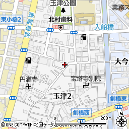 大阪府大阪市東成区玉津周辺の地図