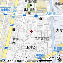 大阪府大阪市東成区玉津周辺の地図