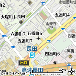 吉野家 長田五番町店周辺の地図