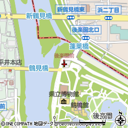 岡山中央警察署後楽園交番周辺の地図