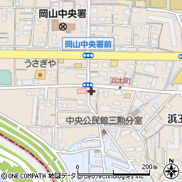岡山浜郵便局周辺の地図