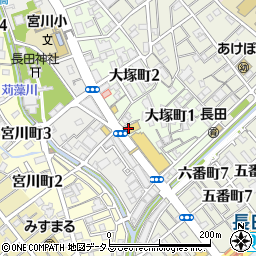 ツルハドラッグ長田神社前店周辺の地図