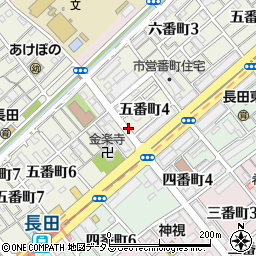兵庫県神戸市長田区五番町周辺の地図