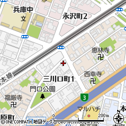 セブンイレブン神戸三川口町１丁目店周辺の地図