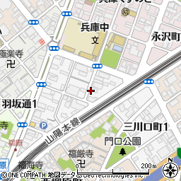 兵庫県神戸市兵庫区三川口町周辺の地図