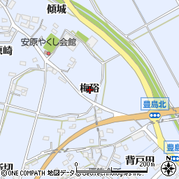 愛知県田原市豊島町梅硲周辺の地図