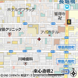 大阪府大阪市中央区東心斎橋周辺の地図