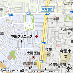 大阪府大阪市東成区大今里西1丁目14周辺の地図