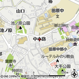 愛知県田原市田原町中小路周辺の地図