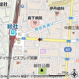 岡山県総社市駅前周辺の地図