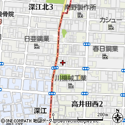 鶴亀温水器工業株式会社　高井田工場周辺の地図