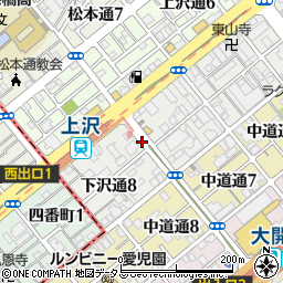 地下鉄上沢駅前周辺の地図
