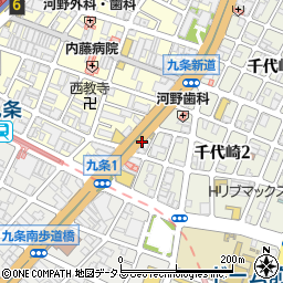 吉野家 九条店周辺の地図