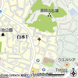 兵庫県神戸市西区白水1丁目23周辺の地図
