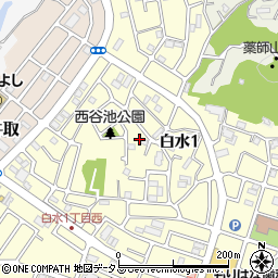 兵庫県神戸市西区白水1丁目32周辺の地図