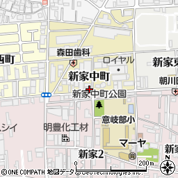 大阪府東大阪市新家中町2-27周辺の地図