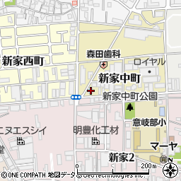 大阪府東大阪市新家中町2-35周辺の地図