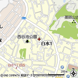 兵庫県神戸市西区白水1丁目周辺の地図