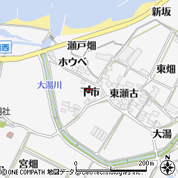 愛知県田原市仁崎町下市周辺の地図