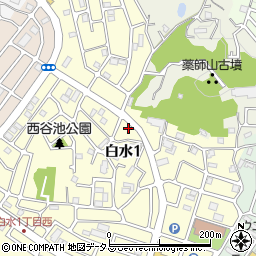 兵庫県神戸市西区白水1丁目25周辺の地図