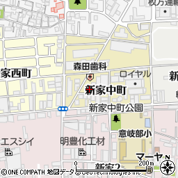 大阪府東大阪市新家中町2周辺の地図