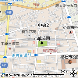 岡山県総社市中央2丁目周辺の地図