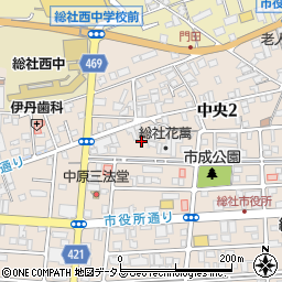 岡山県総社市中央2丁目9周辺の地図
