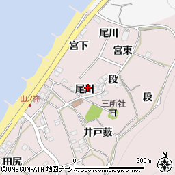 愛知県田原市野田町尾川周辺の地図