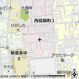 大阪府東大阪市西堤楠町周辺の地図
